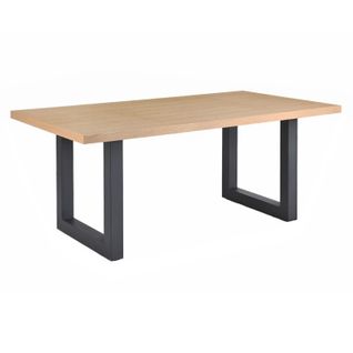 Table De Repas L. 180 Cm Placage Chêne Et Pieds En Métal Noir - Nexus