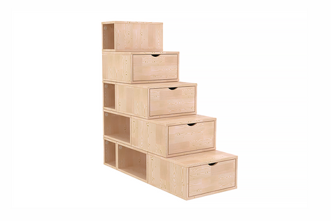 Escalier Cube De Rangement Hauteur 125 Cm  Vernis Naturel