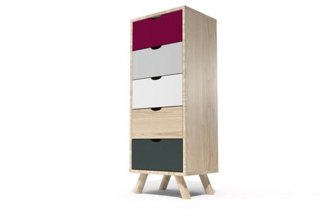 Chiffonnier Scandinave Bois 5 Tiroirs Viking
