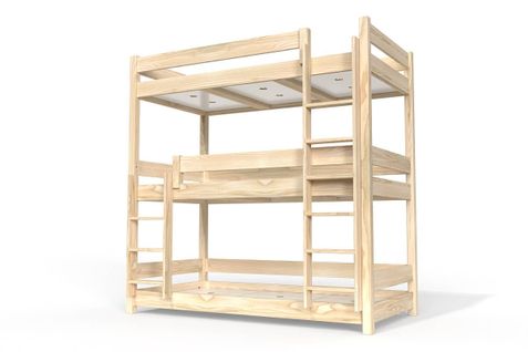 Lit Superposé 3 Places 90x190 En Bois Massif Abc