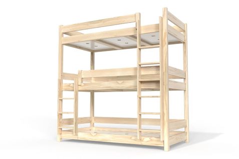 Lit Superposé 3 Places 90x190 En Bois Massif Abc