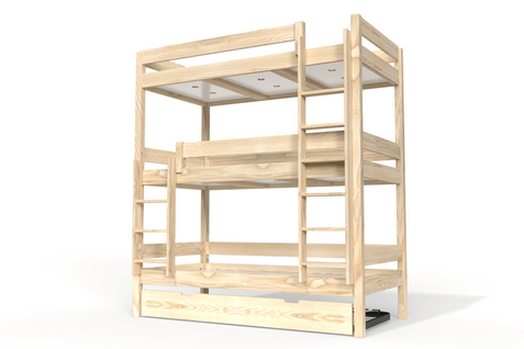 Lit Superposé 4 Places 90x190 En Bois Massif Abc