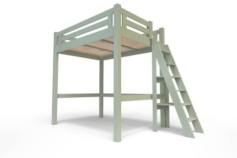 Lit Mezzanine Adulte 120x200 Bois + Échelle Hauteur Réglable Alpage