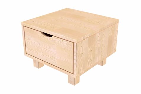 Table De Chevet Bois Cube + Tiroir