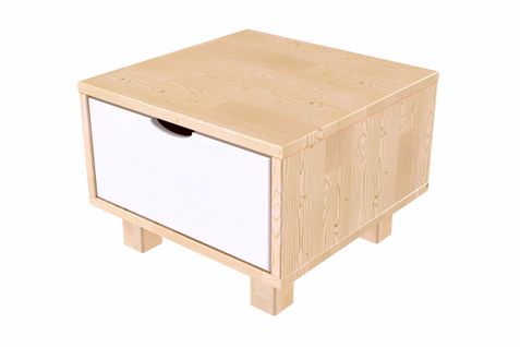 Table De Chevet Bois Cube + Tiroir
