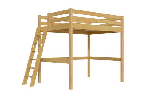 Lit Mezzanine 2 Places Bois Sylvia 140x190 Échelle Inclinée