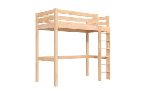Lit En Hauteur 1 Place Bois Sylvia 90x200 Échelle Droite