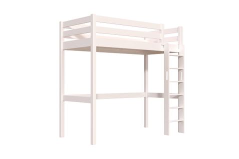 Lit En Hauteur 1 Place Bois Sylvia 90x200 Échelle Droite