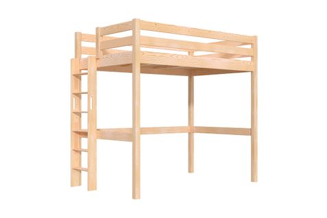 Lit En Hauteur 1 Place Bois Sylvia 120x190 Échelle Droite