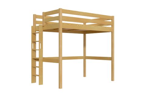 Lit En Hauteur 1 Place Bois Sylvia 120x190 Échelle Droite