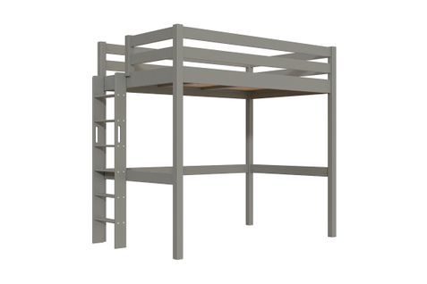 Lit En Hauteur 1 Place Bois Sylvia 120x190 Échelle Droite