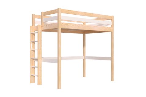 Lit En Hauteur 1 Place Bois Sylvia 120x190 Échelle Droite