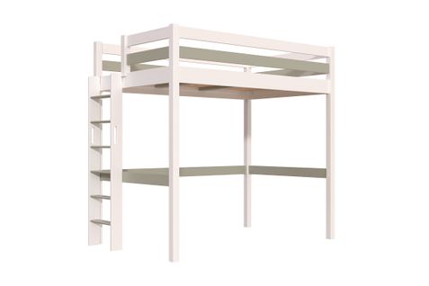 Lit En Hauteur 1 Place Bois Sylvia 120x190 Échelle Droite