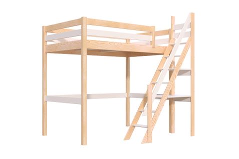 Lit Mezzanine Bois 120x200 Sylvia Avec Escalier De Meunier
