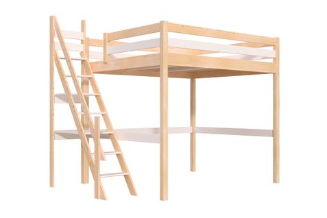 Lit Mezzanine Bois 160x200 Sylvia Avec Escalier De Meunier