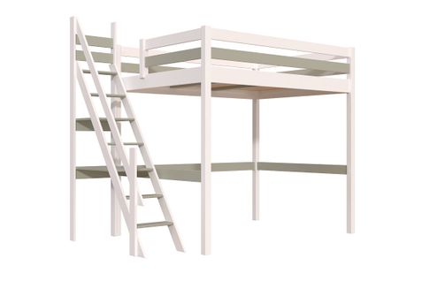 Lit Mezzanine Bois 140x200 Sylvia Avec Escalier De Meunier