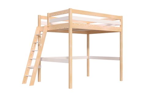 Lit Mezzanine 2 Places Bois Sylvia 140x200 Échelle Inclinée