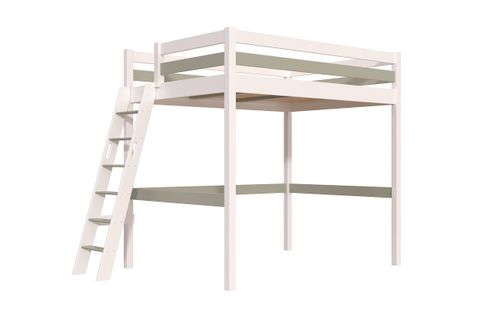 Lit Mezzanine 2 Places Bois Sylvia 140x200 Échelle Inclinée