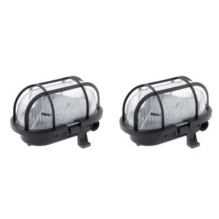 Lot De 2 Hublots Ovales 60w Ip44 E27 Classe Ii - Noir