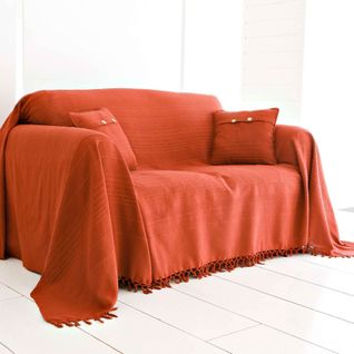 Jeté De Canapé 230x250 Rouge Tomette En Coton