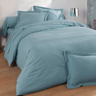 Housse De Couette 140x200 Bleu Glacier En Coton