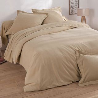 Housse De Couette 200x200 Beige En Coton