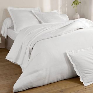 Drap-housse 160x200x28 Blanc En Lin