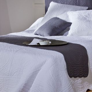 Chemin De Lit 50x200 Gris Foncé En Coton