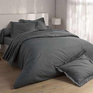 Housse De Couette 140x200 Gris Souris En Coton