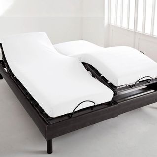 Drap-housse Tête Et Pied Reglable 160x200x28 Blanc En Coton