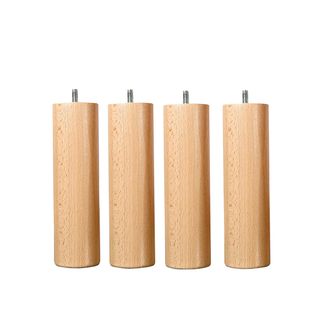 Jeu De Pieds De Lit Cylindriques En Bois Hauteur 15 Cm (lot De 4)