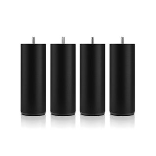 Jeu De Pieds De Lit Cylindriques En Métal Noirs Hauteur 16 Cm (lot De 4)