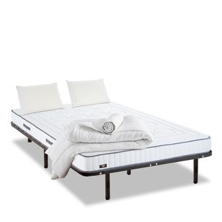 Pack Cristal 140x200 Cm Matelas Mousse + Sommier Métal + Accessoires
