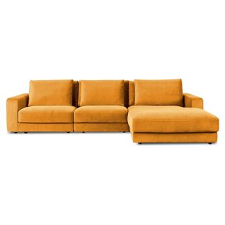Canapé Velours Angle Droit Jaune Venezia - 5 Places