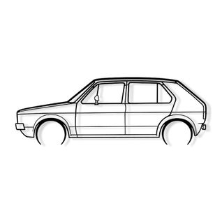 Décoration Murale En Métal - Silhouette De Voiture - Golf Mk1 1976 Détaillée - 100 Cm - Édition