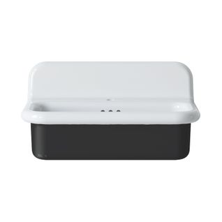 Lavabo Rétro En Céramique 70 Cm - True Colors Lite - Moyen Format - Noir Brillant