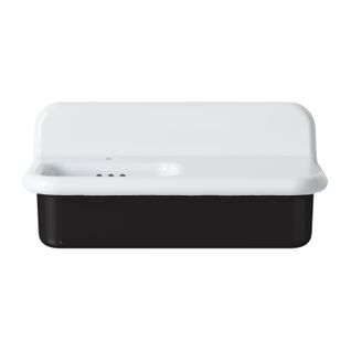 Lavabo Rétro Asymétrique En Céramique 80 Cm - True Colors Lite - Noir Brillant