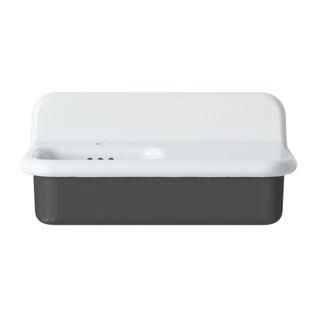 Lavabo Rétro Asymétrique En Céramique 80 Cm - True Colors Lite - Gris Foncé Brillant