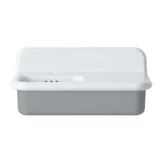 Lavabo Rétro Asymétrique En Céramique 80 Cm - True Colors Lite - Gris Clair