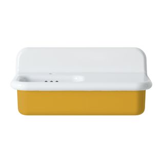 Lavabo Rétro Asymétrique En Céramique 80 Cm - True Colors Lite - Jaune Moutarde Brillant