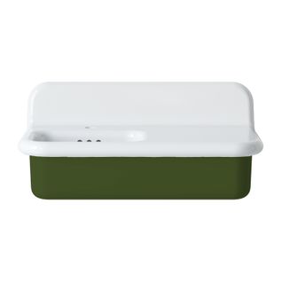 Lavabo Rétro Asymétrique En Céramique 80 Cm - True Colors Lite - Vert Mousse