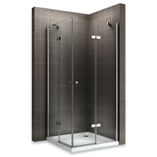 Cabine De Douche Maya H180 75x80cm Verre Transparent 2 Portes Battantes (sans Receveur)