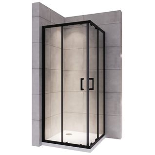 Cabine De Douche H190 75x90cm +receveur Verre Transparent Portes Coulissantes Lanablack