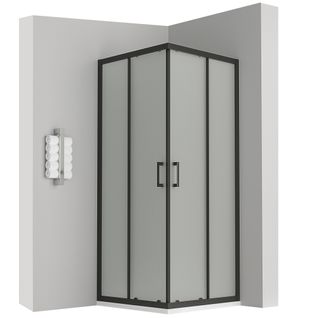 Cabine De Douche H190 75x90cm +receveur Verre Opaque Portes Coulissantes Lanablack