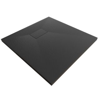 Receveur De Douche Baya 90x90 Cm Noir Extra-plat Aspect Pierre + Bonde
