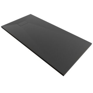Receveur De Douche Baya 100x160 Cm Noir Extra-plat Aspect Pierre + Bonde