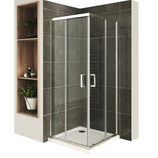 Cabine De Douche H190 90x100cm Verre Transparent Portes Coulissantes Lana+ (sans Receveur)