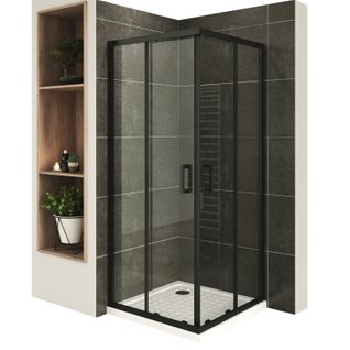 Cabine De Douche H190 85x90cm  Verre Transparent Portes Coulissantes Lanablack+ (sans Receveur)
