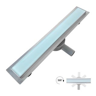 Caniveau Douche Verre Blanc L.90 Cm, Siphon 360° Inox, Stop-odeur, Drainage Performant -duka