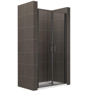 Porte De Douche Noir H190 Largeur 73-76 Cm Verre Transparent 6 Mm, Portes Battantes Kimiblack